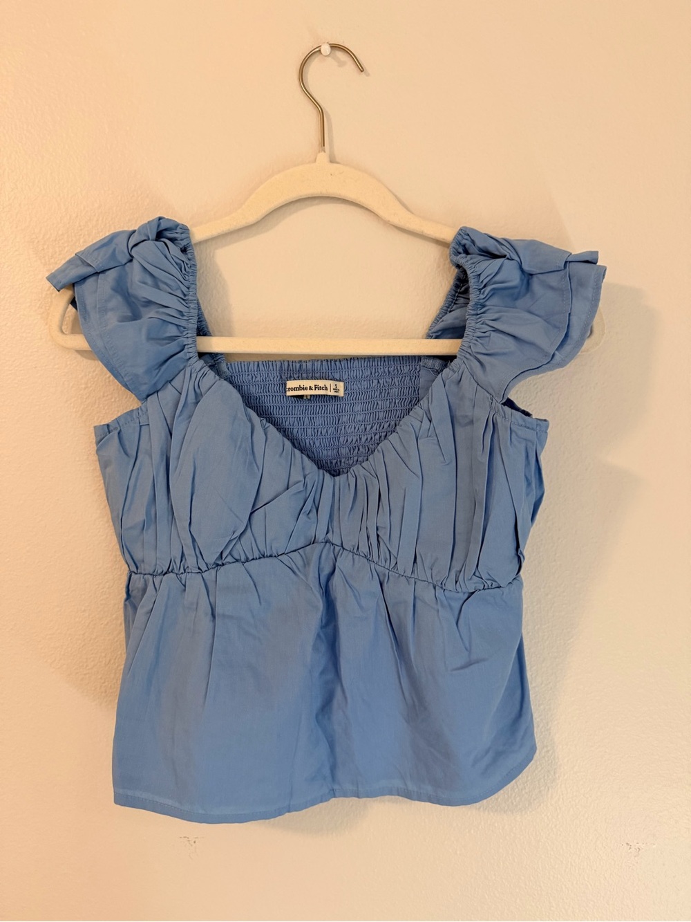 Abercrombie & Fitch Light Blue Ruffled Smocked-Back Camisole